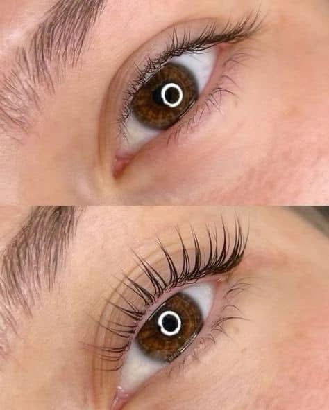 Lash lift before and after